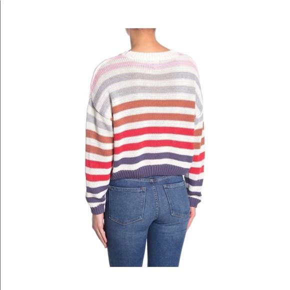 NWT John & Jenn open knit multi strip sweater - Picture 6 of 6